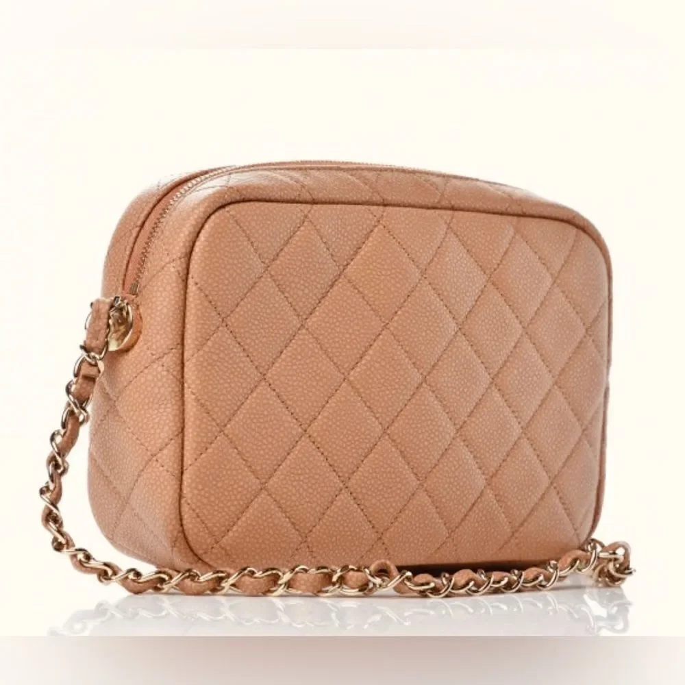 Chanel Matte Caviar Coco Tassel Camera Bag Brown Gold Hardware Series 26